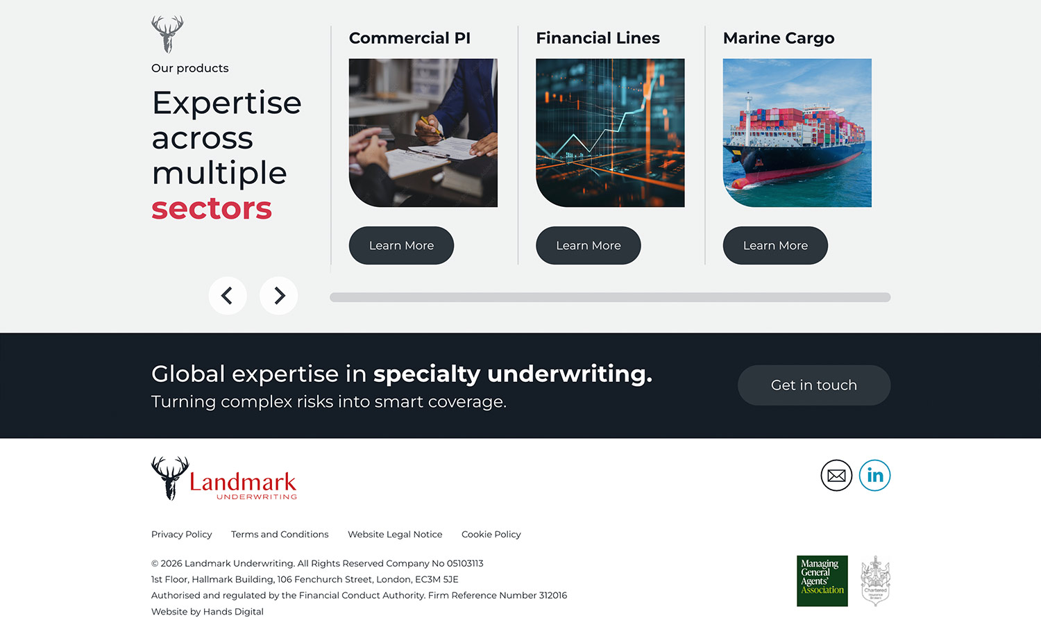 Underwriting Website - Essex - Landmark - Hands Digital
