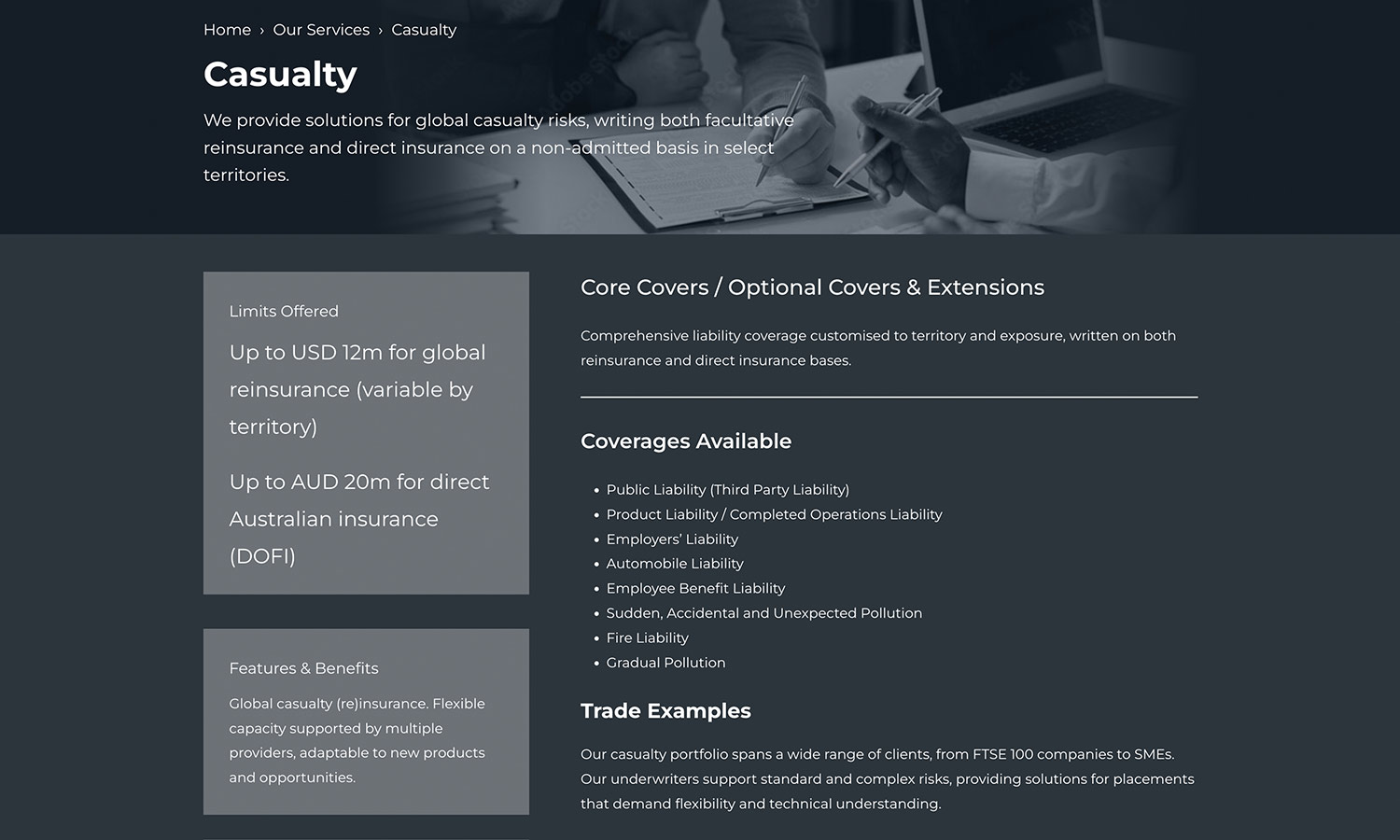 Underwriting Website - Essex - Landmark - Hands Digital