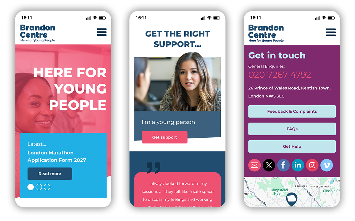 Charity Websites - Digital Marketing - Brandon Centre - Hands Digital